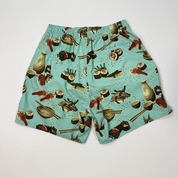 AFTCO Board Shorts Swim Trunk Mens Size S Sushi Print Lined Blue - Picture 2 of 7